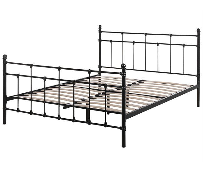 Beliani Cama com estrado Metal LYNX 141x209 Preto