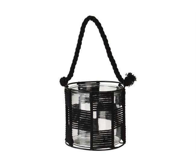 Lanterna DECO corda preta 14x12cm Preto