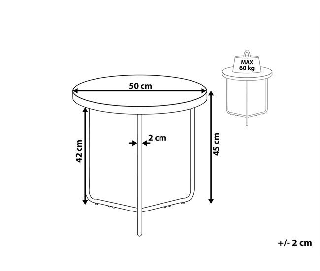 Beliani Mesa auxiliar MELODY 50x50 Castanho