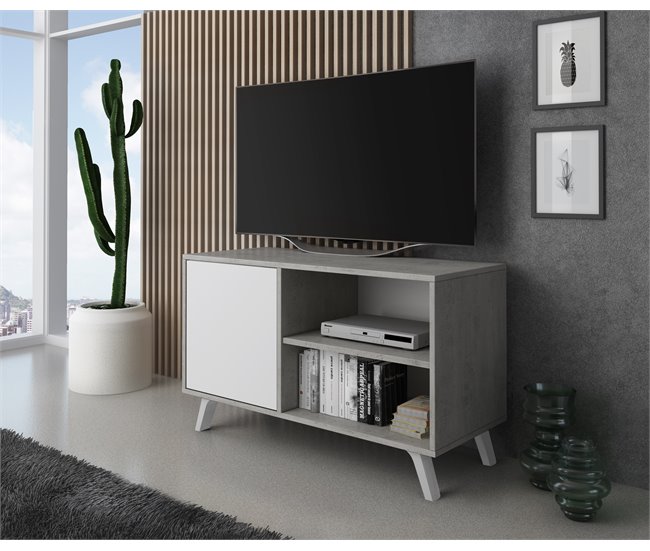  Móvel de TV para sala de estar - 57 x 95 x 40 cm - TV de 32/40 95 Cimento
