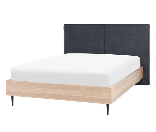Beliani Cama com estrado Poliéster IZERNORE 167x215 Cinza Escuro