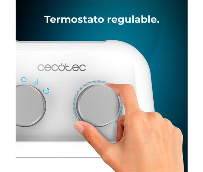 Cecotec Aquecedor cerâmico de mesa com 1500 W, função Oscilação, termóstato ajustável e 3 modos de funcionamento. Branco