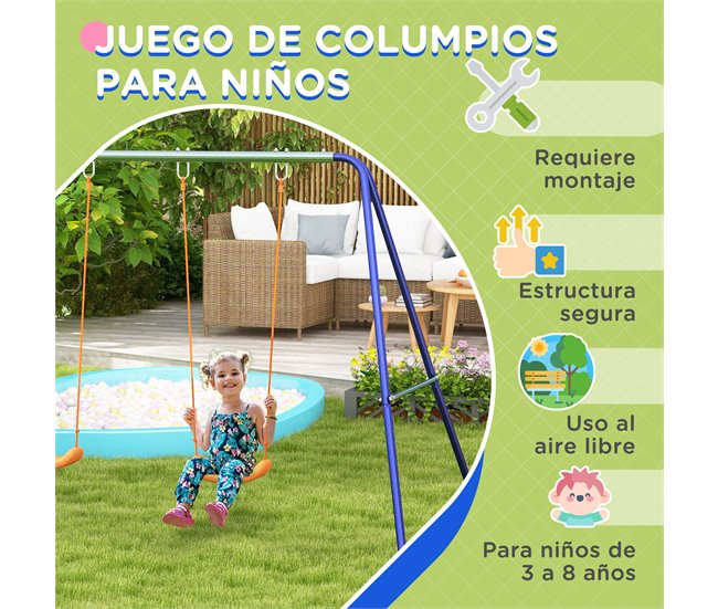 Conjunto Baloiços Aço e polipropileno Outsunny Multicor
