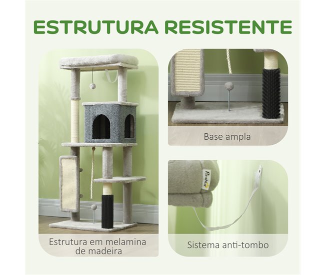 Arranhador para Gatos Melamina de Madeira e Sisal PawHut Cinza