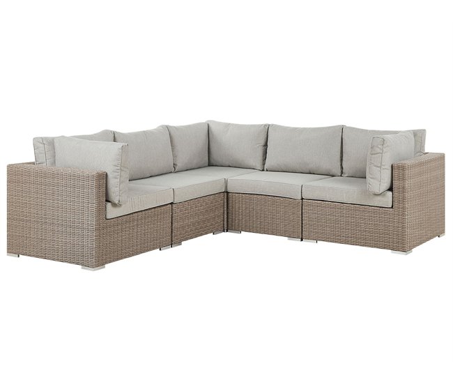 Beliani Conjunto lounge CONTARE Cinza Claro