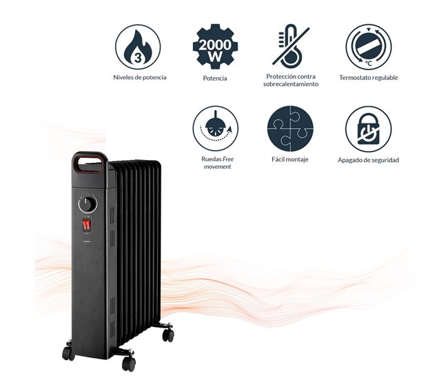 Radiador a óleo Infiniton HOR-N200 3 níveis de potência - 2000 W Preto