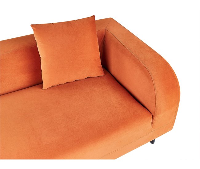 Beliani Chaise longue à direita Veludo LE CRAU Laranja