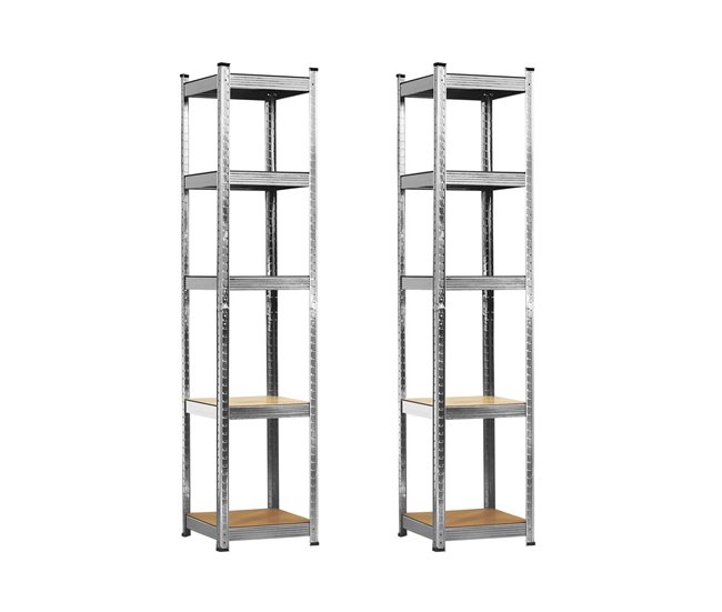 Pack 2 Prateleiras Modulares com 5 Prateleiras Ajustáveis ​​O91 Cinza