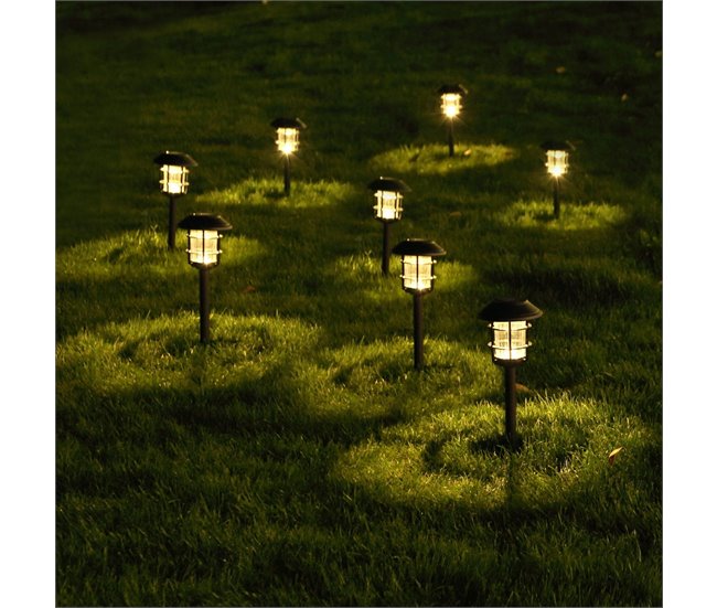 Aktive Conjunto de 2 balizas LED solares, luz quente 6 lúmens Preto