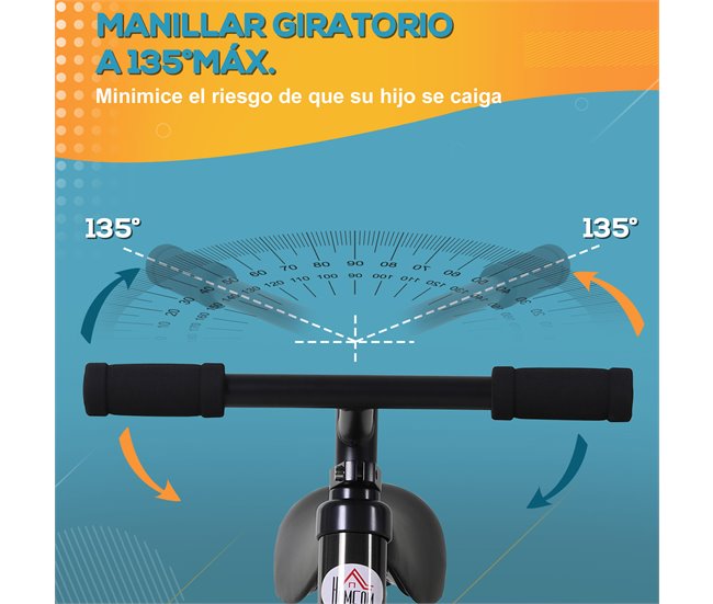 Bicicleta de Equilibrio PP, Metal HOMCOM Preto