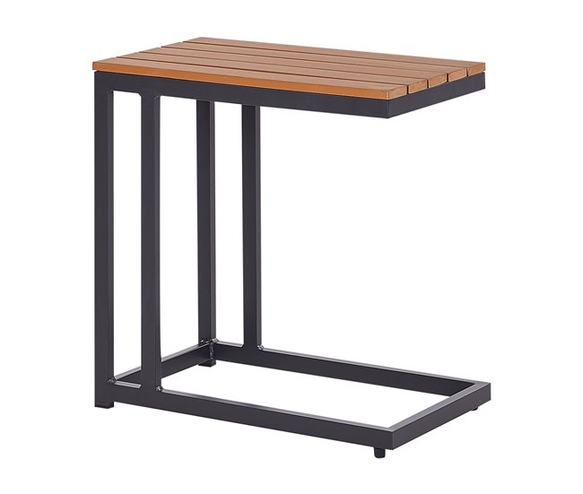 Beliani Mesa de jardim MESSINA 60x35 Preto/ Madeira