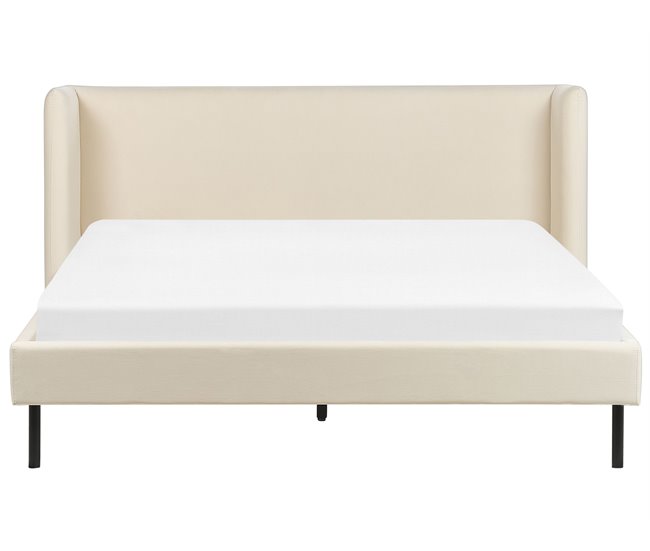 Beliani Cama com estrado Veludo ARETTE 184x206 Bege