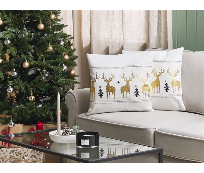 Beliani Almofada decorativa DONNER Branco/ Bege