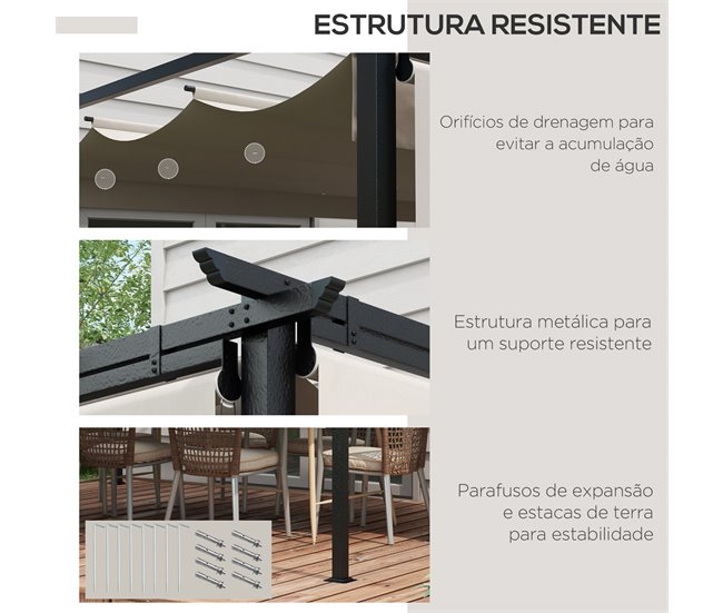 Pérgola de Exterior Poliéster e Metal Outsunny Cru