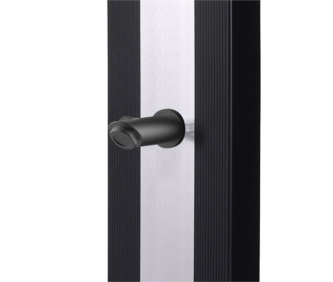 Sined ELLA BLACK INOX 40 l chuveiro solar de alumínio amigo do ambiente, Preto - Faixa de aço inoxidável Preto
