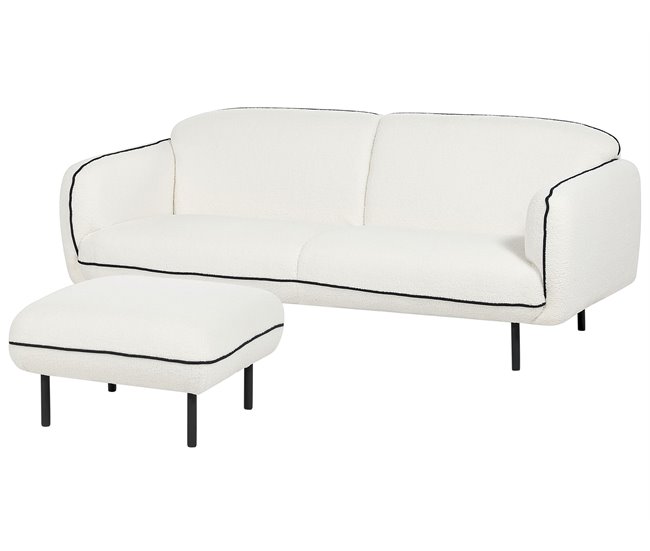 Beliani Sofá de 3 lugares Bouclé TONSBERG Branco