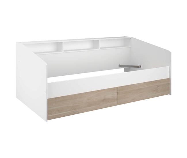 Gavetas inferiores para cama estilo jovem Branco/ Madeira