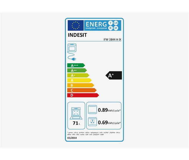 Forno elétrico INDESIT IFW3844 H IX multifunções 71 litros A+ Inoxidavel