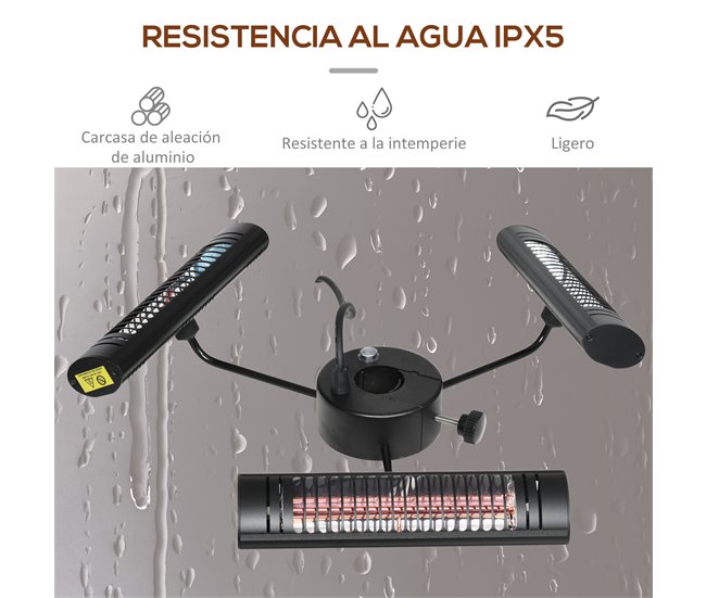 Aquecedor Elétrico de Exterior Outsunny 842-279V91BK Preto