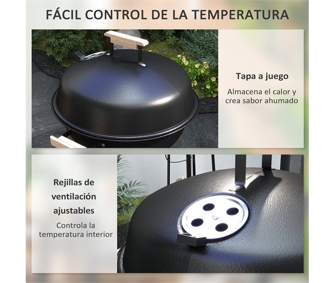 Barbecue a Carvão Metal e Porcelana Outsunny Multicor