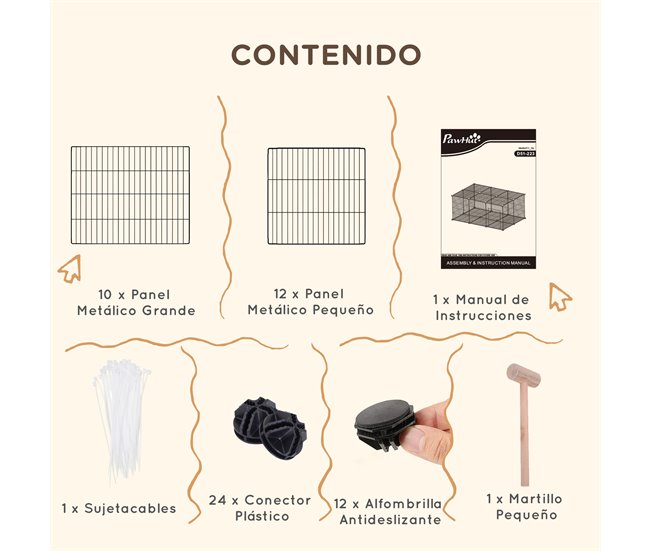 Recinto para Animais Metal, PP PawHut Preto