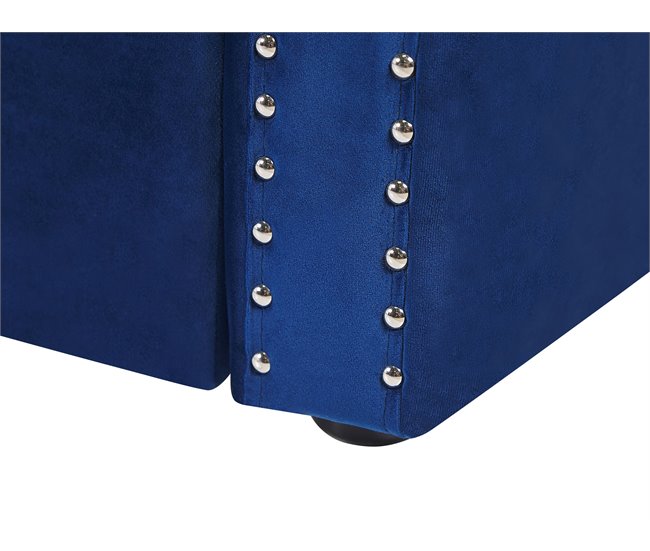 Beliani Cama com estrado Veludo GASSIN 100x231 Azul Marino
