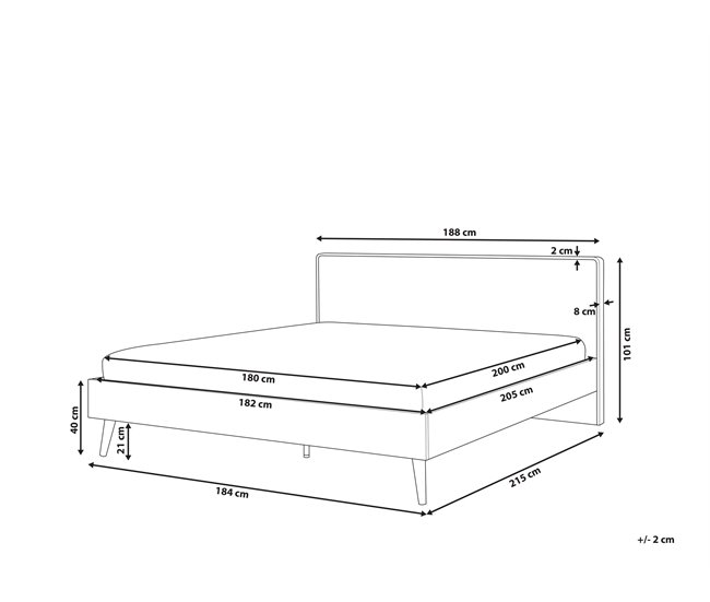Beliani Cama com estrado MDF SERRIS 188x215 Castanho