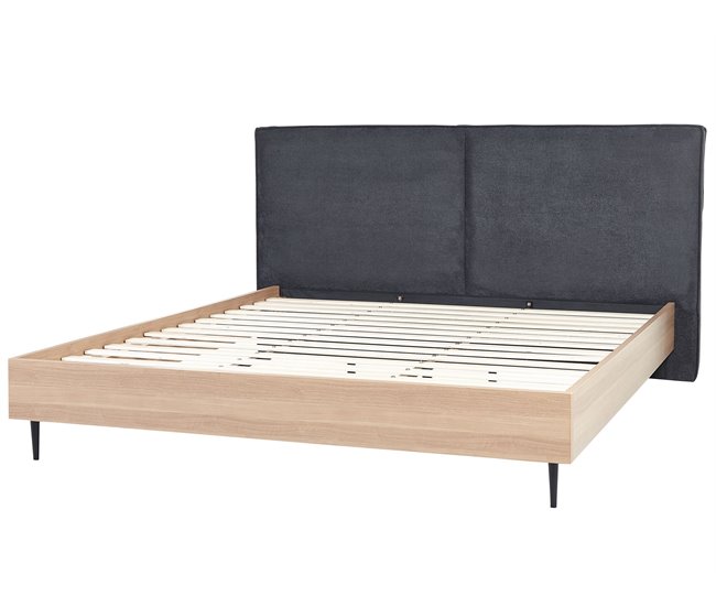 Beliani Cama com estrado Poliéster IZERNORE 207x215 Cinza Escuro