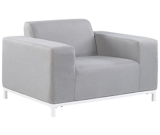 Beliani Conjunto lounge Poliéster ROVIGO Cinza Claro