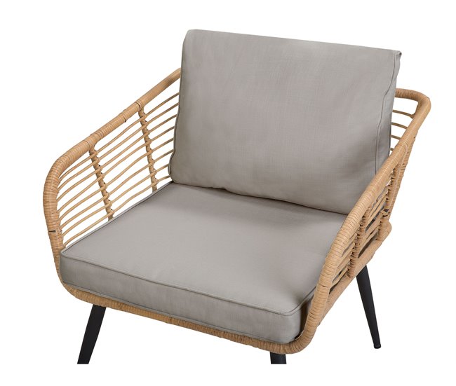 Beliani Conjunto lounge Ratan sintético CORINTH II Cinza Claro