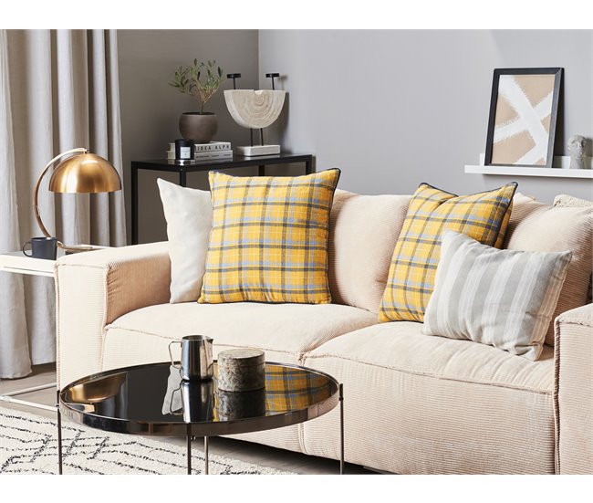 Beliani Almofada decorativa DICENTRA Amarelo