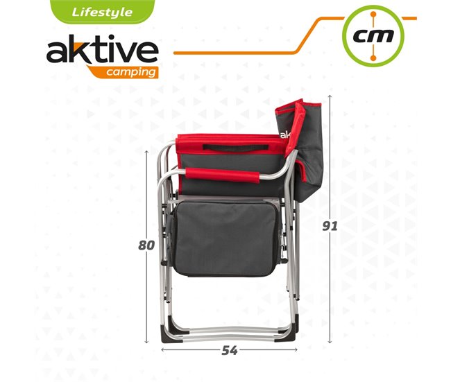 Cadeira de camping diretor com mesa e bolsa térmica Aktive Preto/ Vermelho