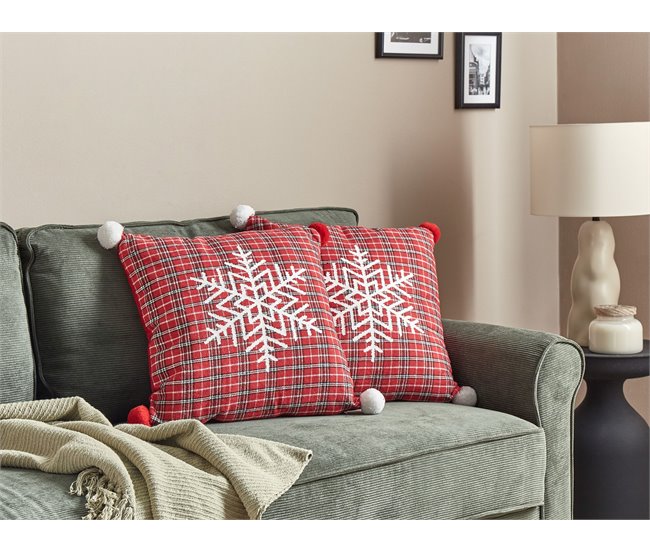 Beliani Almofada decorativa LONICERA Vermelho