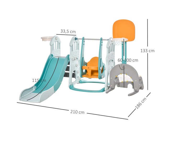 Escorrega e Baloiço para Crianças HDPE, PP HOMCOM Multicor