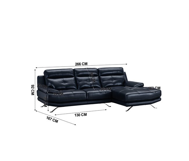 Chaise longue de pele HAWAI Azul Marino