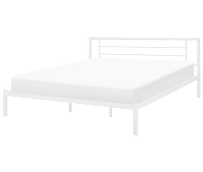 Beliani Cama com estrado Metal CUSSET 187x209 Branco