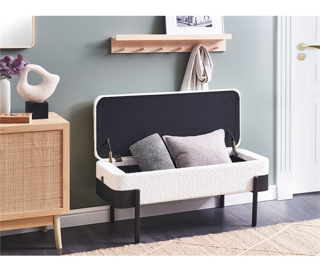 Beliani Banco de cama Chenille WARREN 100x40 Branco