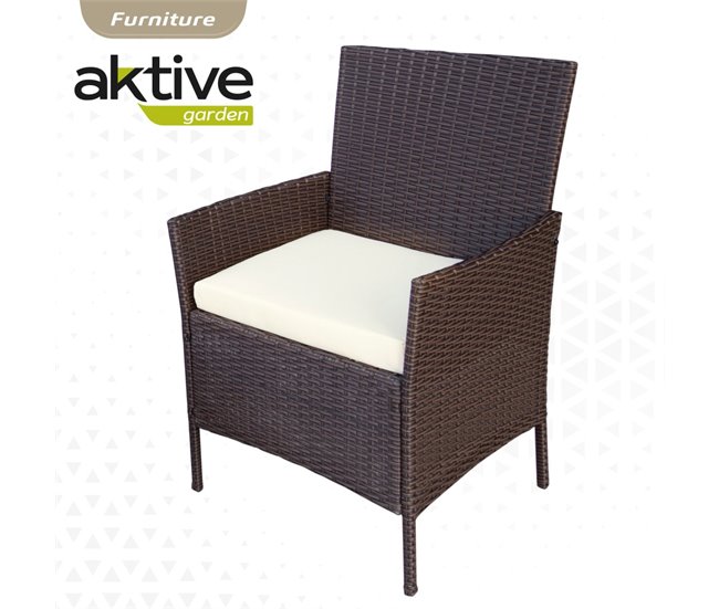 Conjunto de mobiliário de terraço Aktive, poltronas, sofá e mesa de rotim Preto