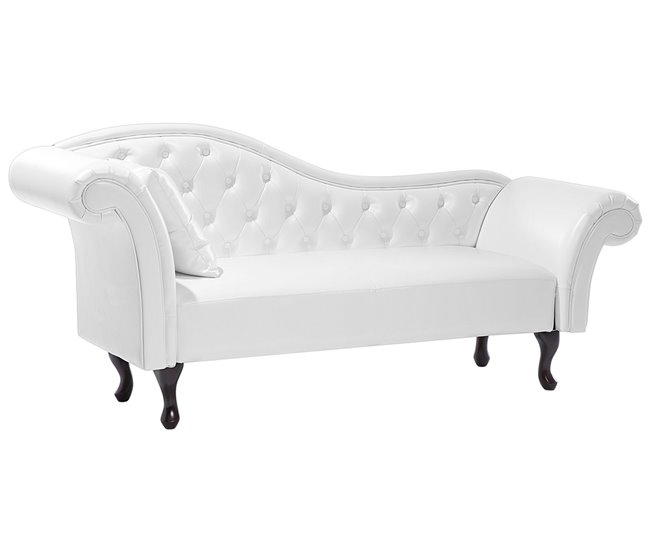 Beliani Chaise longue versão à esquerda Pele sintética LATTES Branco