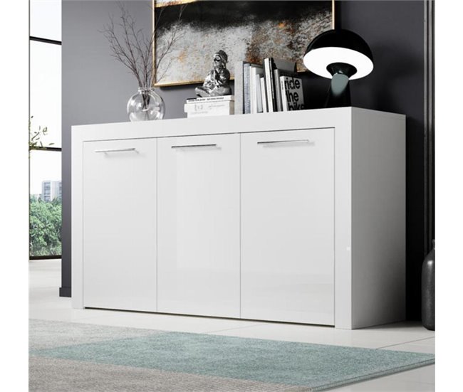 Aparador Sala de estar e jantar 3 portas Nelia Muebles Bonitos 144 Branco