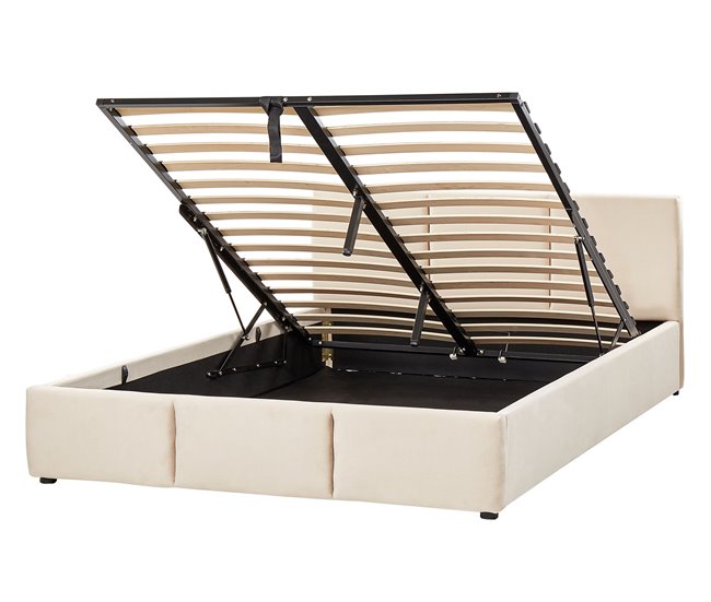 Beliani Cama baú Veludo BOUSSE 151x219 Bege