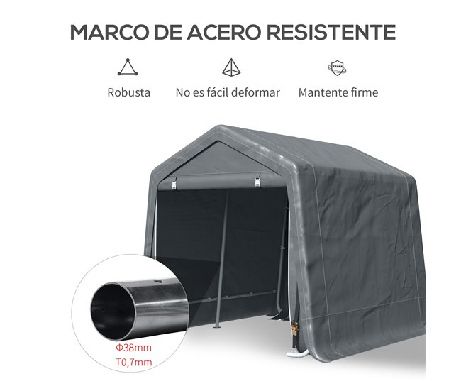 Abrigo de Exterior Metal e Tecido PE Outsunny Cinza