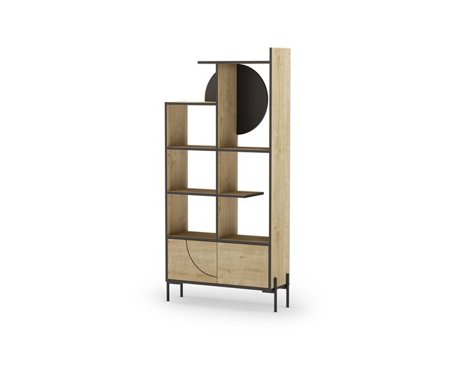 Estante com 2 portas em carvalho DUBAI Preto/ Madeira