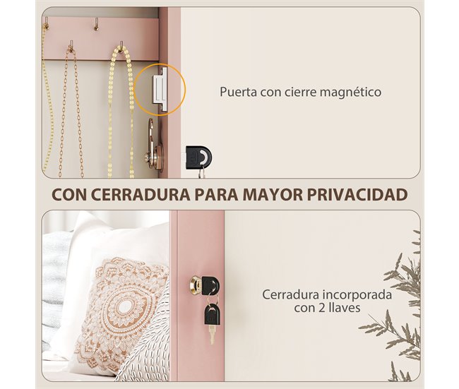 Armário para Joias de Parede MDF HOMCOM, casa - decoração Cru