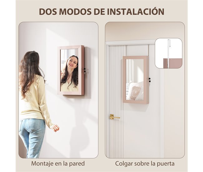 Armário para Joias de Parede MDF HOMCOM, casa - decoração Cru