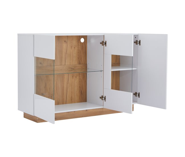 Aparador de painel de partículas com 3 portas Branco