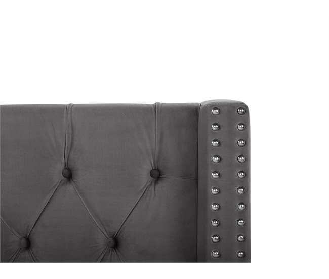 Beliani Cama com armazenamento Veludo LUBBON 210x217 Cinza