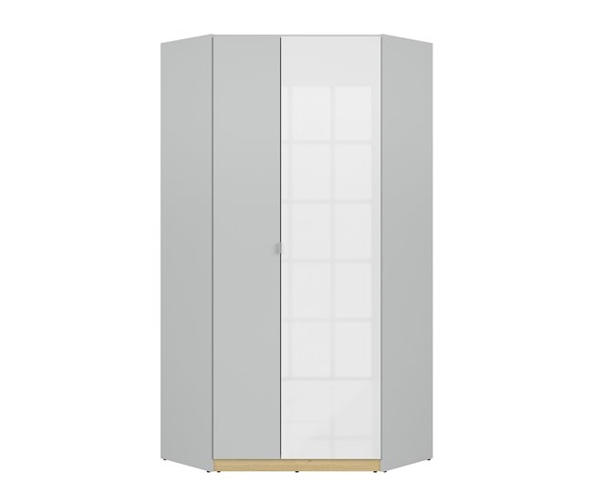 Armário de canto de 2 portas Pop Branco/cinza