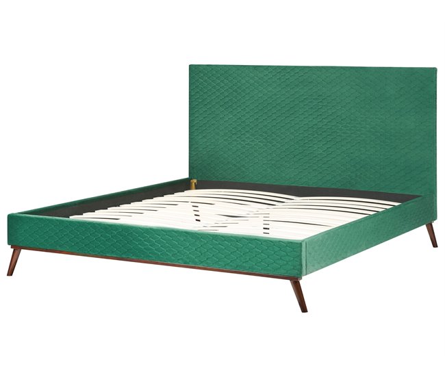 Beliani Cama com estrado Veludo BAYONNE 191x212 Verde