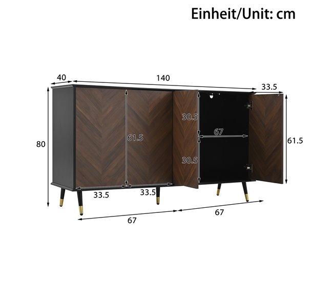 Aparador com 4 portas Preto